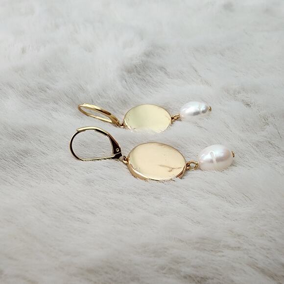 J. Crew Soleil Gold Sun Coin Pearl Drop Earrings Celestial Crystal Dangle NEW - Picture 11 of 12